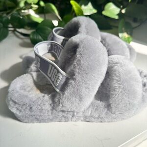 UGG Gray Fluffy Slippers